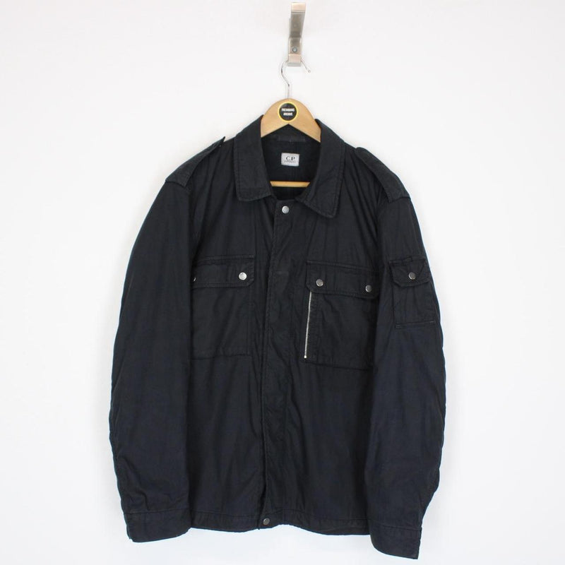 CP Company Navy Blue Full Zip Padded Lens Overshirt Jacket