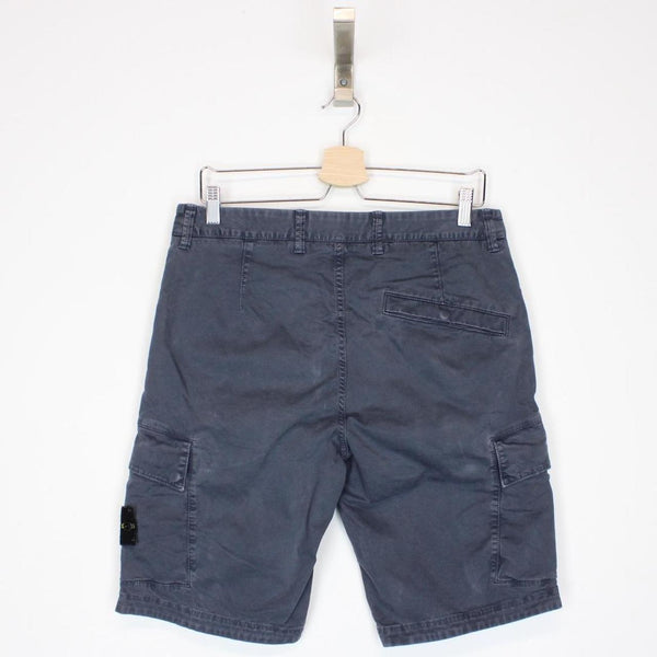 Stone Island SS 2022 Navy Blue Bermuda Cotton Cargo Shorts