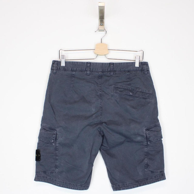 Stone Island SS 2022 Navy Blue Bermuda Cotton Cargo Shorts