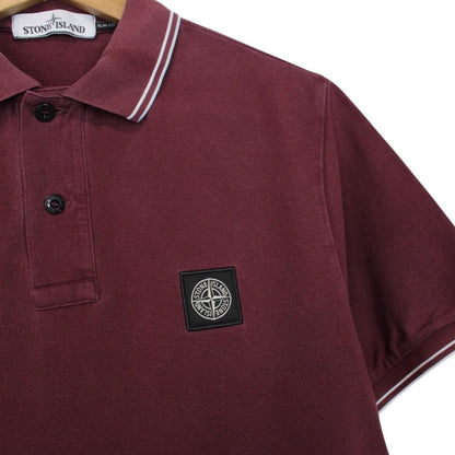 Stone Island AW 2017 Burgundy Short Sleeve Compass Polo Shirt