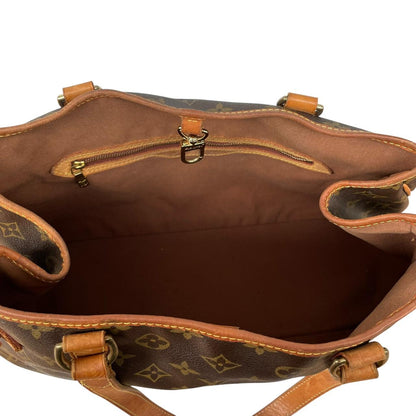 Louis Vuitton Brown Coated Canvas/Leather Vertical Monogram Tote Batignolles Bag