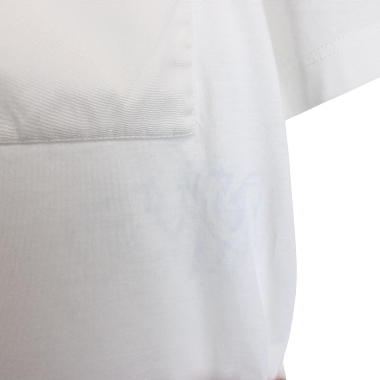 Prada White Short Sleeve Cotton Badge Re-Nylon Pocket T-Shirt