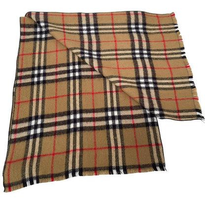Vintage 90s Burberry Tan Brown Nova Check Lambswool Scarf