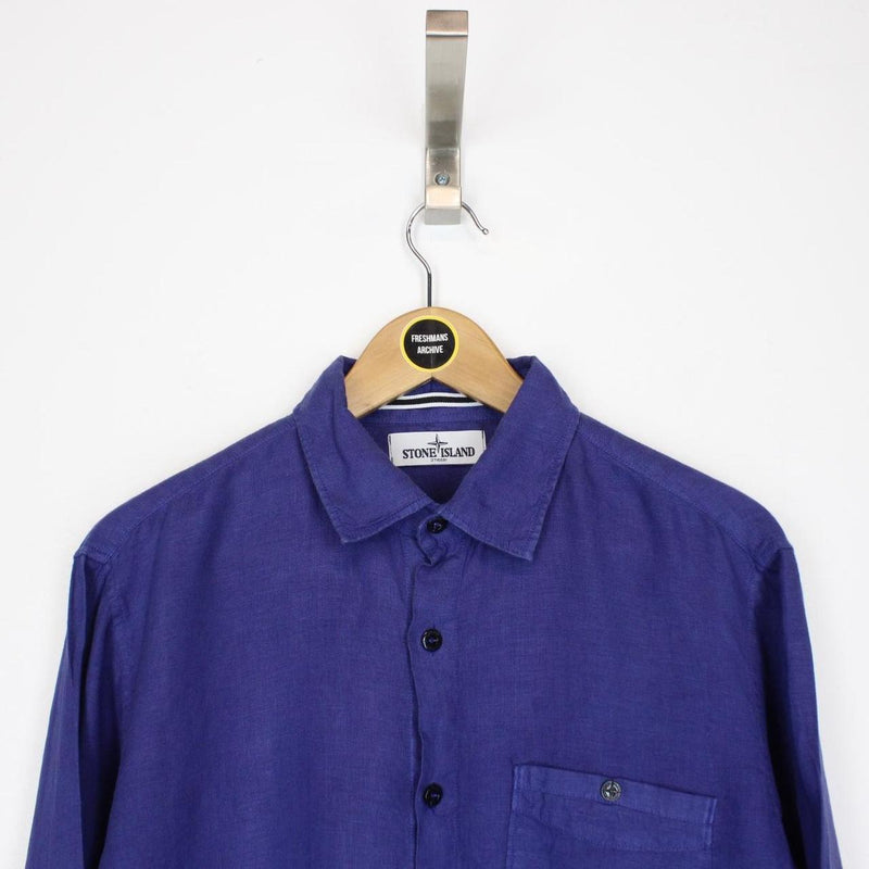 Stone Island SS 2013 Blue Long Sleeve Linen Shirt