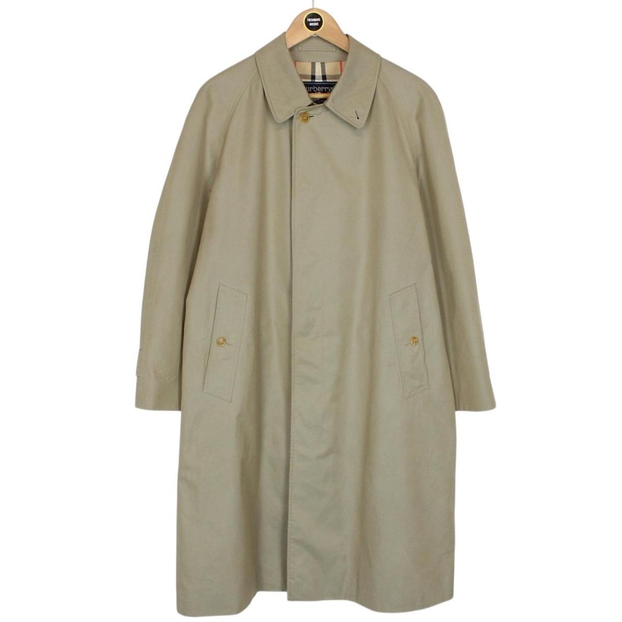 Vintage 90s Burberry Khaki Green Nova Check Single Breasted Trench Coat
