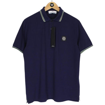 Stone Island Navy Blue Short Sleeve Compass Cotton Polo Shirt