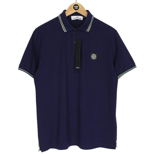 Stone Island Navy Blue Short Sleeve Compass Cotton Polo Shirt