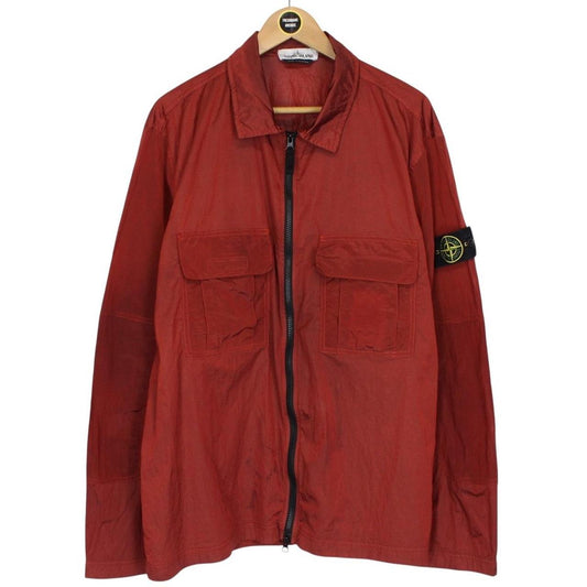 Stone Island SS 2019 Burnt Orange Nylon Metal Ripstop Overshirt Jacket