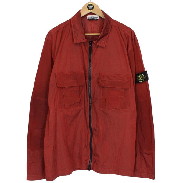Stone Island SS 2019 Burnt Orange Nylon Metal Ripstop Overshirt Jacket
