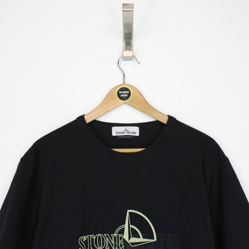Stone Island AW 2019 Black Short Sleeve Compass Logo Print T-Shirt