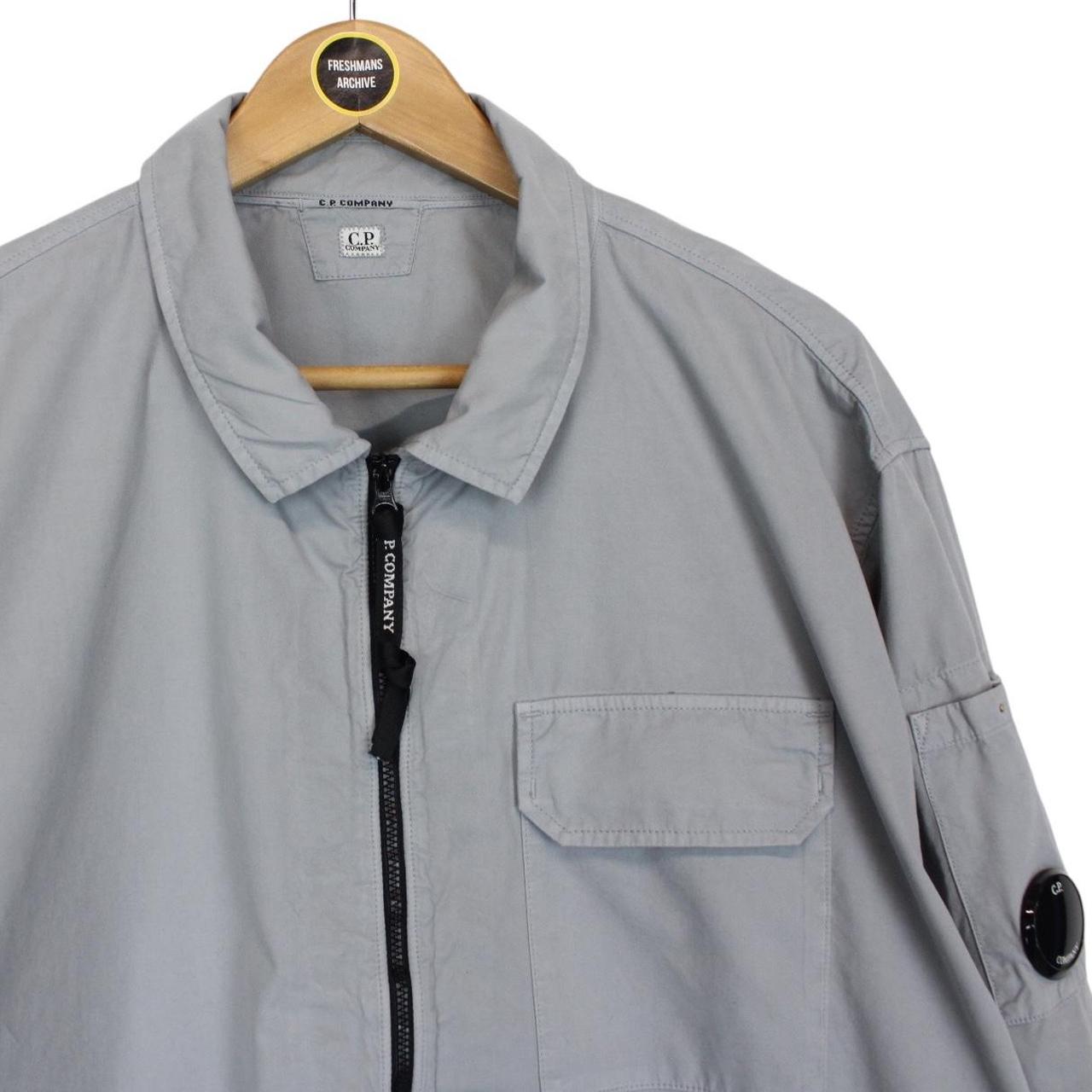 CP Company Grey Full Zip Cotton Lens Overshirt Jacket