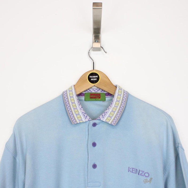 Vintage 90s Kenzo Golf Light Blue Short Sleeve Polo Shirt