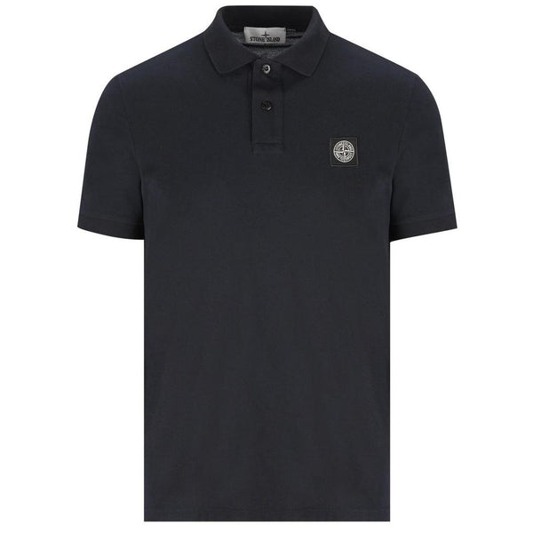Stone Island Navy Blue Short Sleeve Slim Fit Organic Cotton Polo Shirt
