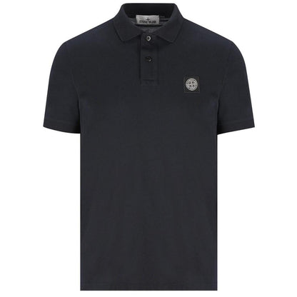 Stone Island Navy Blue Short Sleeve Slim Fit Organic Cotton Polo Shirt