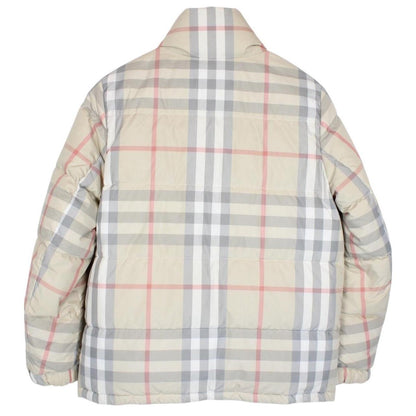 Burberry Beige and Black Nova Check Full Zip Reversible Down Puffer Jacket