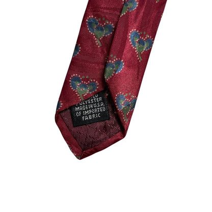 Christian Dior burgundy tie smooth polyester fabric with vintage design.