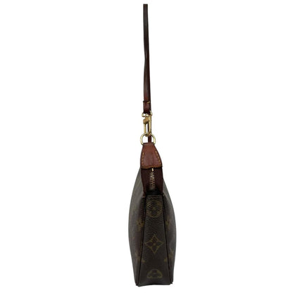 Louis Vuitton brown messenger bag with monogram pattern and gold-tone hardware.