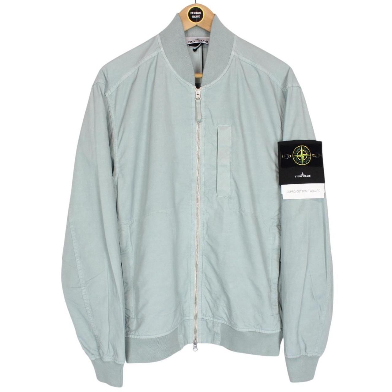 Stone Island SS 2023 Blue Cupro Cotton Twill-TC Bomber Jacket