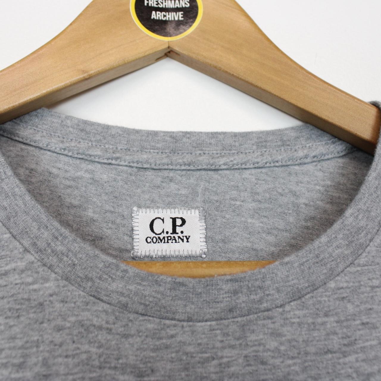 CP Company Grey and Black Oversized Logo Print Short Sleeve Cotton T-Shirt