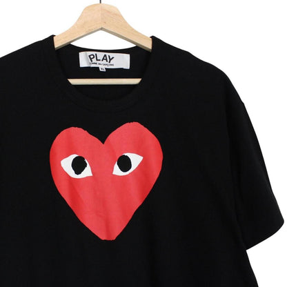 Comme des Garcons PLAY Black and Red Heart Print Short Sleeve T-Shirt