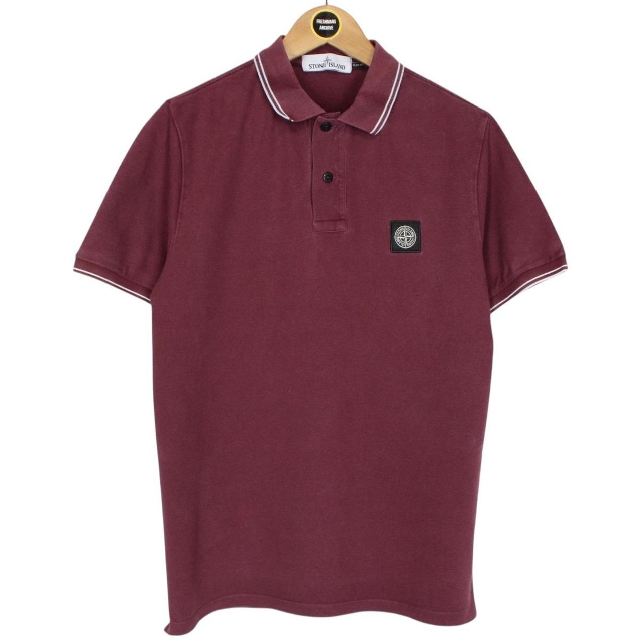 Stone Island AW 2017 Burgundy Short Sleeve Compass Polo Shirt