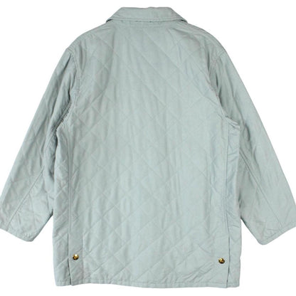 Burberry light blue diamond quilted jacket with Nova Check pattern and logo detail.