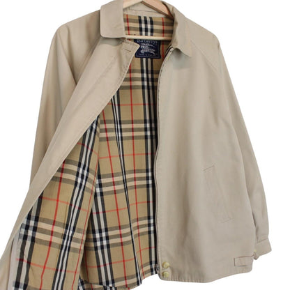 Vintage 90s Burberry Tan Brown Nova Check Lined Harrington Jacket