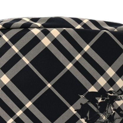 Burberry black and white EKD check canvas duffel bag with logo detail.