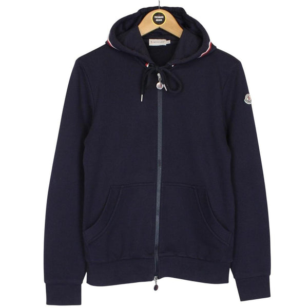 Moncler Maglia Cardigan Navy Blue Full Zip Cotton Hoodie Jumper