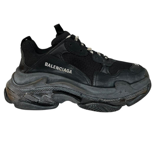 Balenciaga Triple S Black Pre-Distressed Mesh Trainers