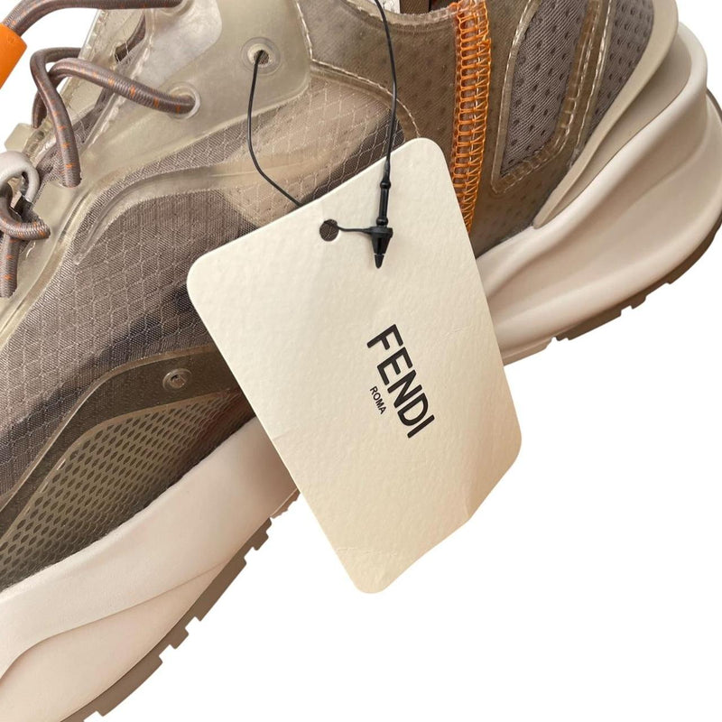 Fendi Flow Beige and Cream Rubber and Leather Trainers