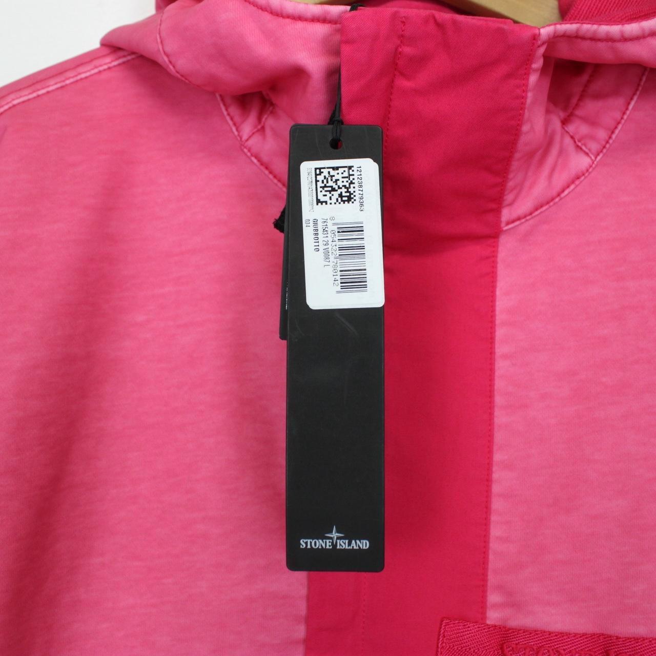 Stone Island SS 2022 Pink Felpa Diagonale Gommata 1/4 Zip Smock Jacket