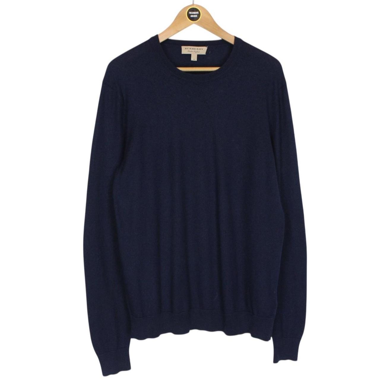 Burberry Navy Blue Cotton/Cashmere Blend Knit Jumper