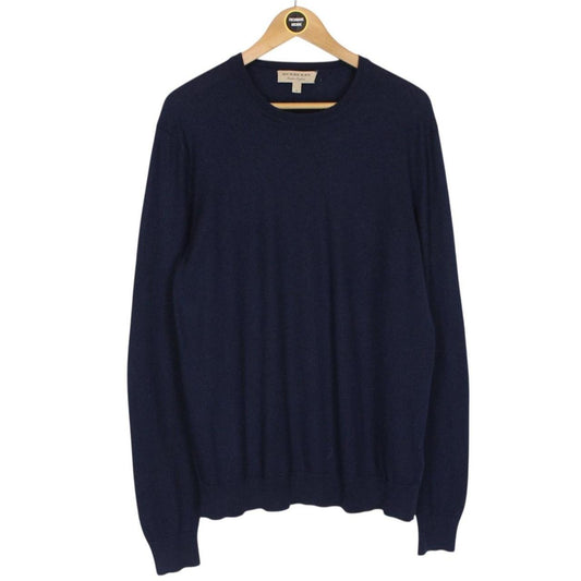 Burberry Navy Blue Cotton/Cashmere Blend Knit Jumper