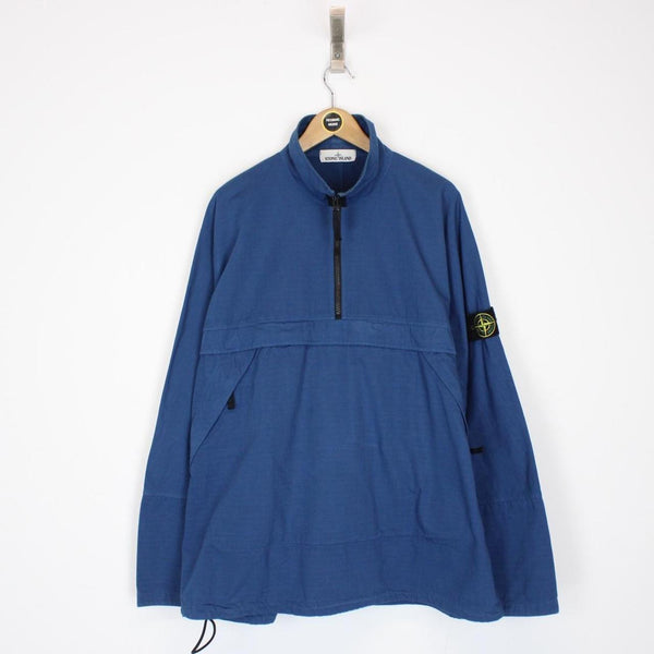 Stone Island AW 2020 Blue 1/4 Zip Ripstop Smock Overshirt Jacket