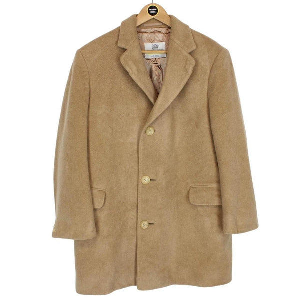 Vintage 80s Aquascutum Tan Brown Cashmere Wool Blend Coat
