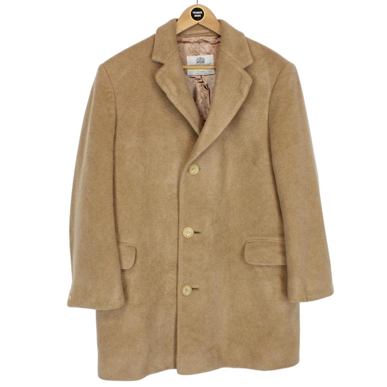 Vintage 80s Aquascutum Tan Brown Cashmere Wool Blend Coat