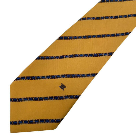 Vintage Celine Paris Yellow and Navy Blue Silk Tie