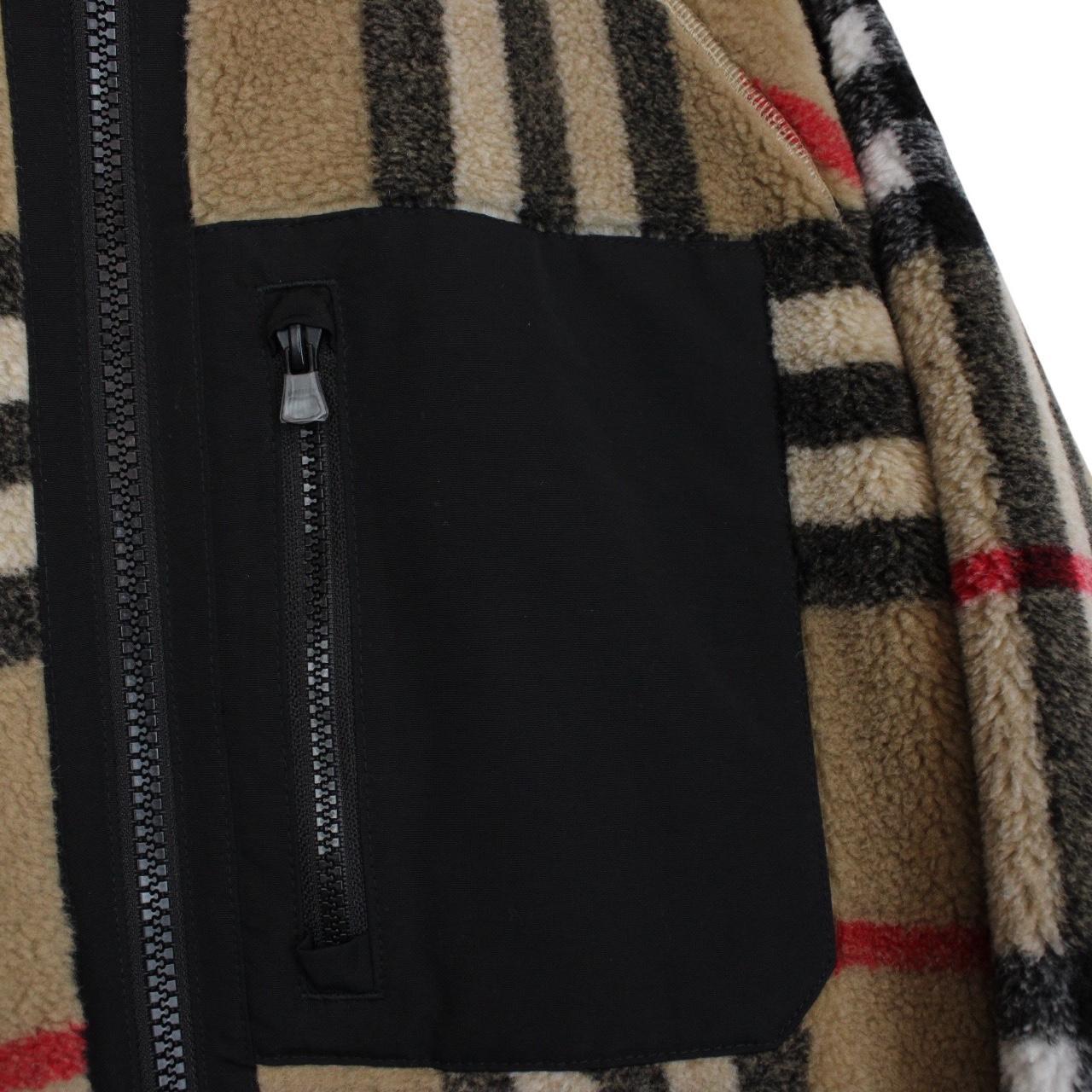 Burberry Tan Brown Nova Check Norton Wool Mix Fleece Jacket