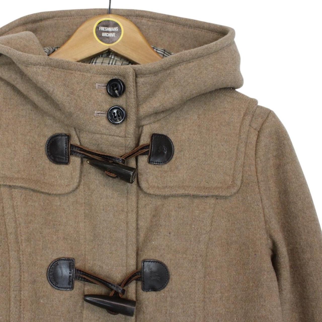 Vintage Burberry Blue Label Beige Nova Check Wool Duffle Coat