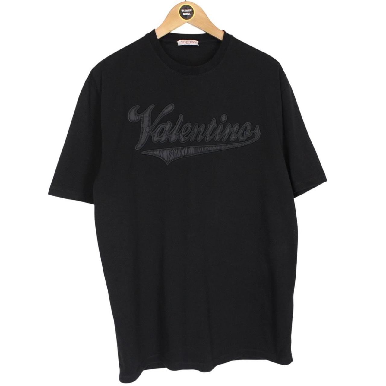 Valentino Black Varsity Logo Cotton Short Sleeve T-Shirt