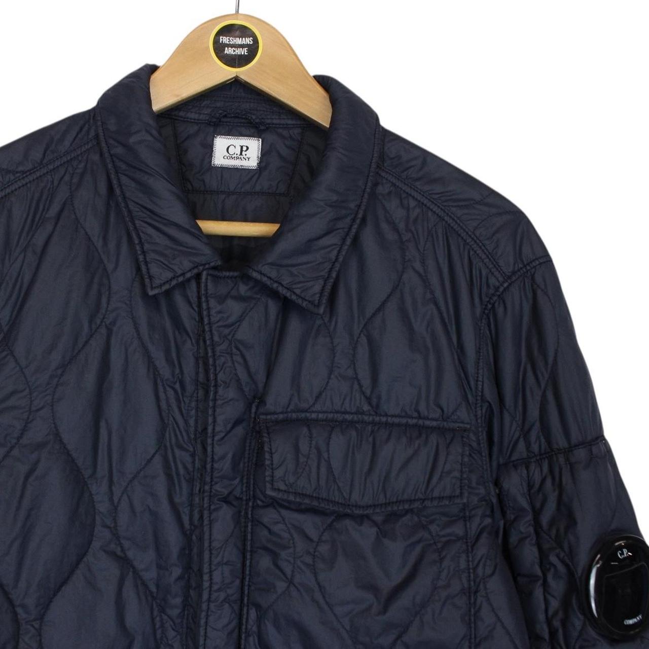 CP Company Navy Blue Full Zip Quilted Lens Overshirt Jacket