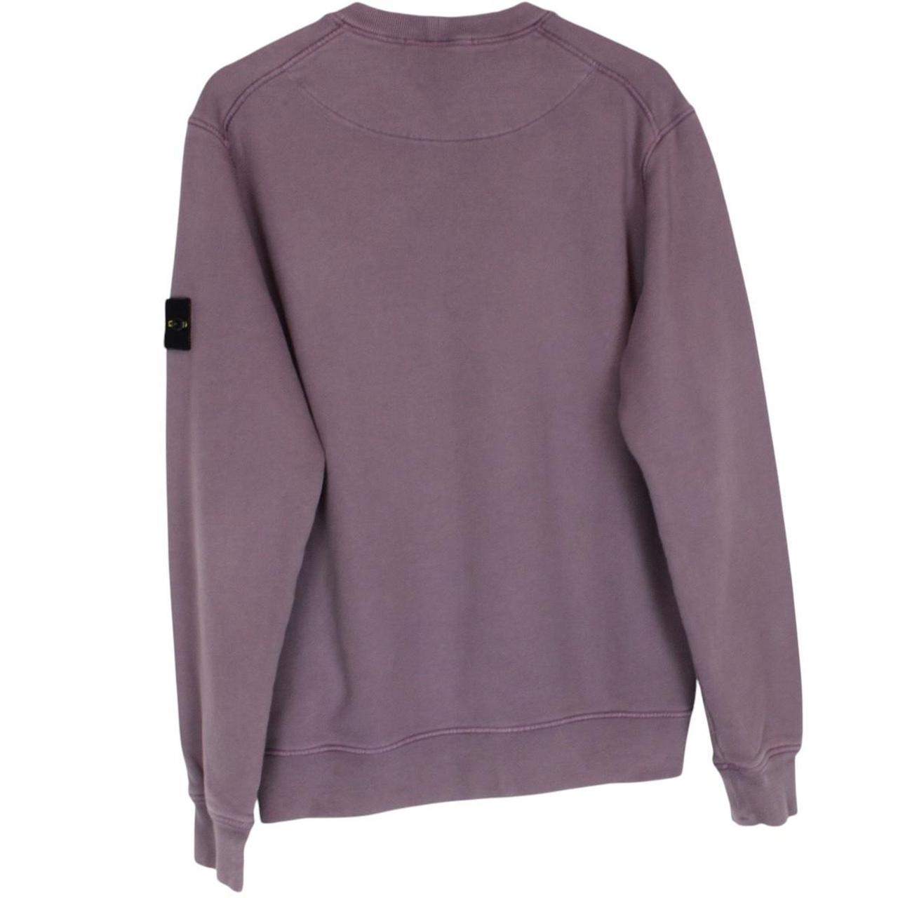 Stone Island mauve pink cotton sweatshirt with iconic compass logo patch.