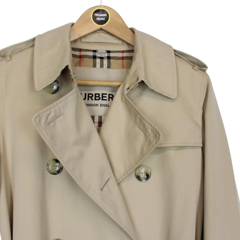 Burberry Kensignton Tan Brown Nova Check Double Breasted Belted Trench Coat