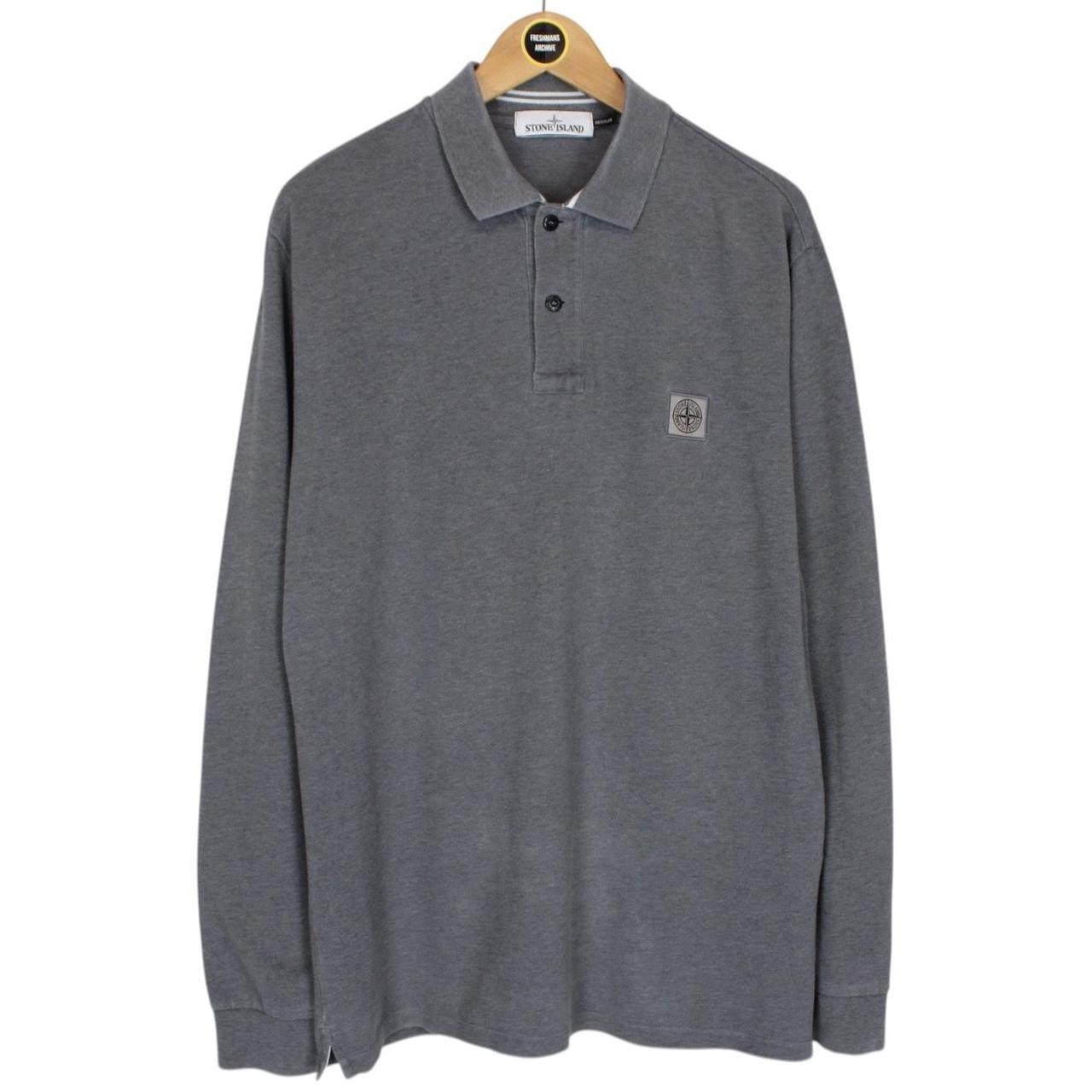 Stone Island AW 2017 Grey Long Sleeve Compass Polo Shirt