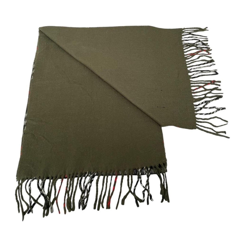 Vintage 90s Burberry Green Nova Check Lambswool Scarf