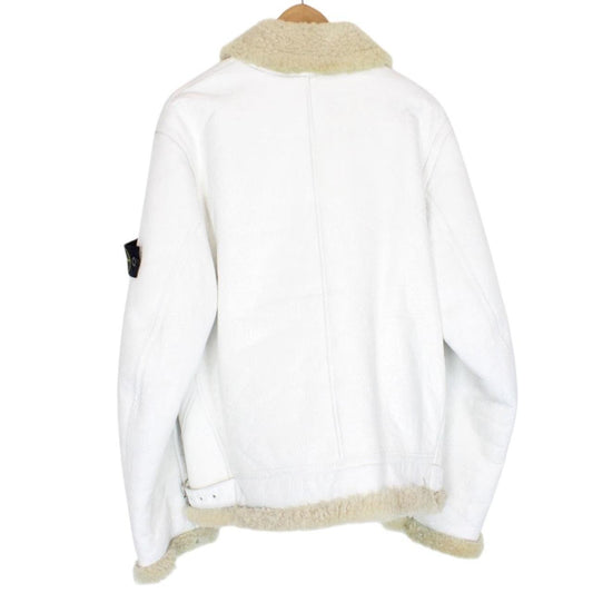 Vintage Stone Island AW 2006 White Shearling Sheepskin Hand-Painted Leather