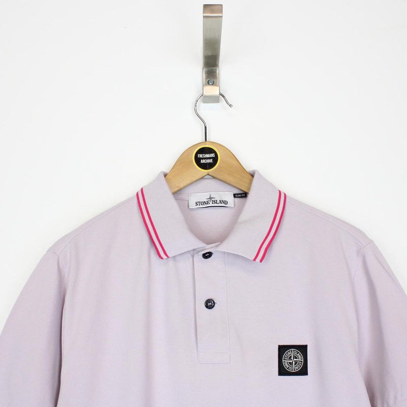 Stone Island Lilac Purple Short Sleeve Compass Polo Shirt