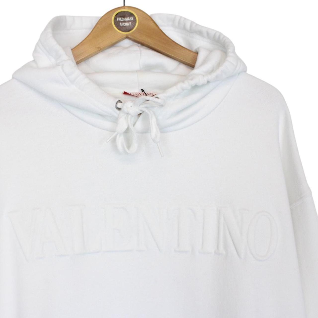 Valentino White Embossed Logo Oversized Hoodie Jumper