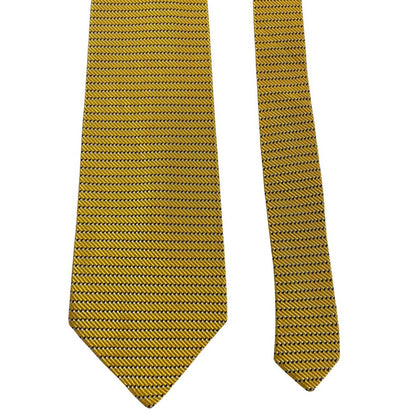Ermenegildo Zegna yellow tie silk/cotton blend with subtle sheen and classic design.